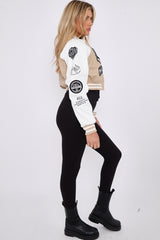 PU Cropped Varsity Jacket