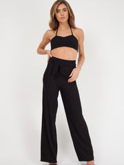 Ribbed Tie-up Bralet & Trouser Co-ord Set