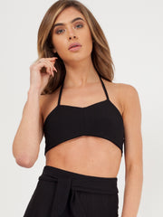 Ribbed Tie-up Bralet & Trouser Co-ord Set