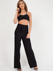 Ribbed Tie-up Bralet & Trouser Co-ord Set