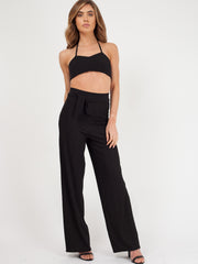 Ribbed Tie-up Bralet & Trouser Co-ord Set