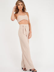 Ribbed Tie-up Bralet & Trouser Co-ord Set