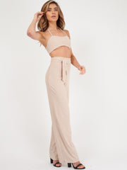 Ribbed Tie-up Bralet & Trouser Co-ord Set