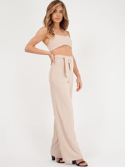 Ribbed Tie-up Bralet & Trouser Co-ord Set