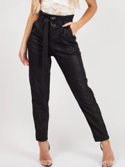 Kady & Olivia Belted Croc Print Tapered Trousers