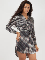 Geometrischer Kreis Druckkrawatte Taillenhemdkleid