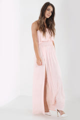 Vestido Maxi de Frill Bandeau Shirred Maxi