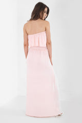 Vestido Maxi de Frill Bandeau Shirred Maxi