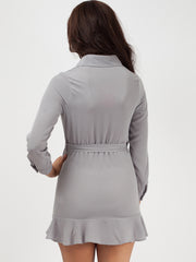 Rüschensaum -Hemd -Hemdkleid mit Gürtel