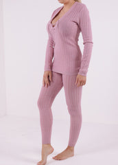 Metallic Lurex Ribbed Knitted Loungewear Coordinate