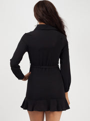 Rüschensaum -Hemd -Hemdkleid mit Gürtel