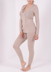 Metallic Lurex Ribbed Knitted Loungewear Coordinate