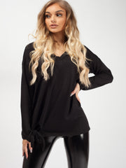 Woven Knit Tie Knot Top