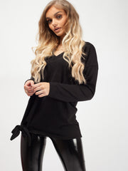 Woven Knit Tie Knot Top