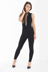 Eyelet Lace Up Open Back Jumpsuit
