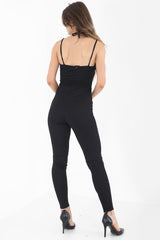 Floral geborduurde veter strappy jumpsuit