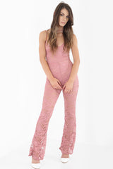 Double Strap Floral Lace Jumpsuit