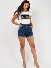 Raw Finish High Waist Denim Hot Pants