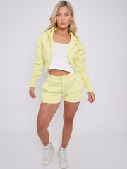 Cropped Zip Up Hoodie & Shorts Fleece Co-ord