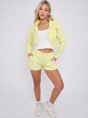 Cropped Zip Up Hoodie & Shorts Fleece Co-ord