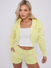 Cropped Zip Up Hoodie & Shorts Fleece Co-ord