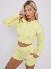 Cropped Zip Up Hoodie & Shorts Fleece Co-ord