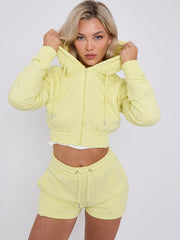 Cropped Zip Up Hoodie & Shorts Fleece Co-ord