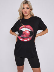 Cherry Lip Graphic Printed T-Shirt