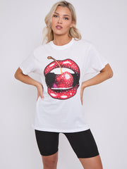 Cherry Lip Graphic Printed T-Shirt