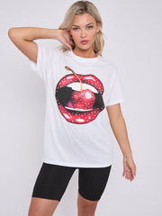 Cherry Lip Graphic Printed T-Shirt