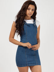 Buckle Strap Mini Denim Dress