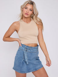 Dubbele rok met riem - Blue