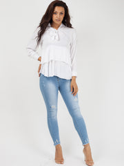 Bind franje met lange mouwen oversized top