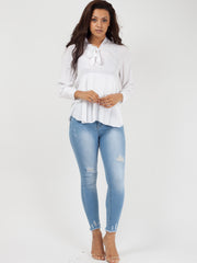 Bind franje met lange mouwen oversized top