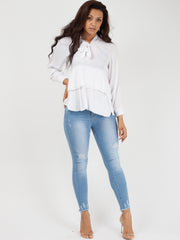 Bind franje met lange mouwen oversized top