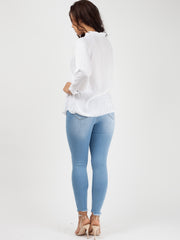 Bind franje met lange mouwen oversized top