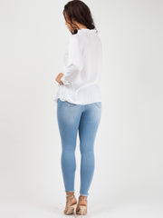 Bind franje met lange mouwen oversized top