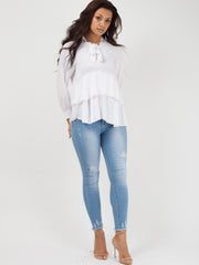 Bind franje met lange mouwen oversized top