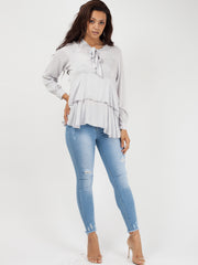 Bind franje met lange mouwen oversized top