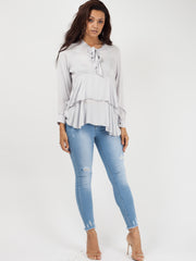 Bind franje met lange mouwen oversized top