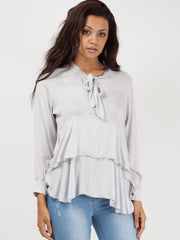 Bind franje met lange mouwen oversized top