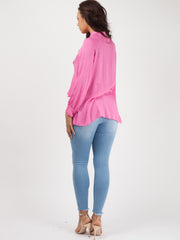 Bind franje met lange mouwen oversized top