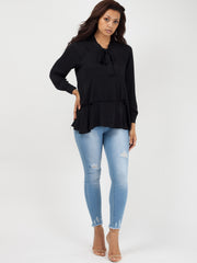Bind franje met lange mouwen oversized top