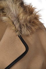 Faux Fur Collar Oversized Batwing Coat