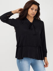 Bind franje met lange mouwen oversized top