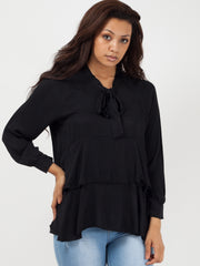 Bind franje met lange mouwen oversized top