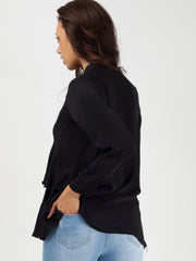 Bind franje met lange mouwen oversized top