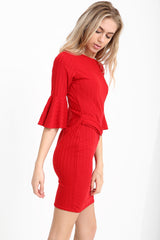 Vestido de bodycon acanalado delantero de anillo