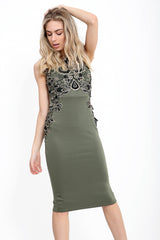 Metallic gehaakte trim MIDI -jurk