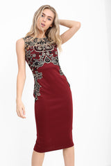 Metallic gehaakte trim MIDI -jurk